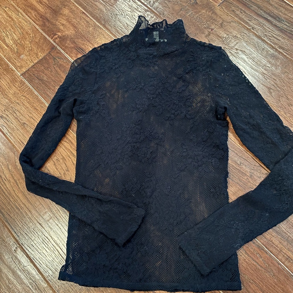 Express Black Lace Long Sleeve Top